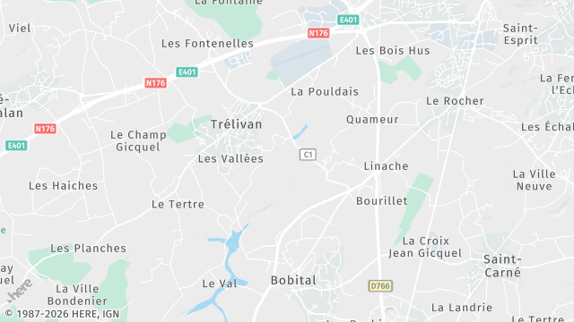 Carte de la zone d'intervention à Trélivan