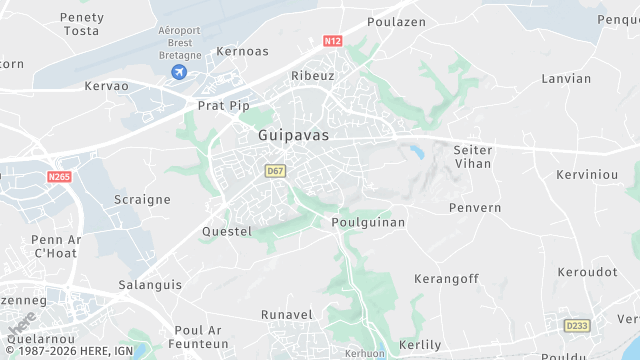Carte de la zone d'intervention à Guipavas