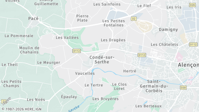 Carte de la zone d'intervention à Condé-sur-Sarthe