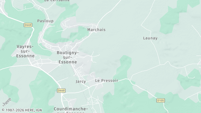 Carte de la zone d'intervention à Boutigny-sur-Essonne