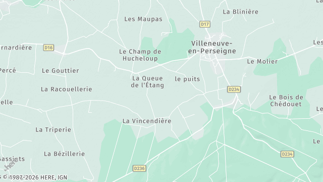 Carte de la zone d'intervention à Villeneuve-en-Perseigne
