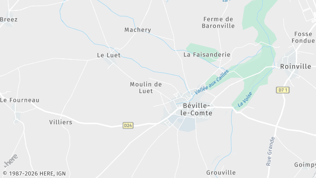 Carte de la zone d'intervention à Béville-le-Comte