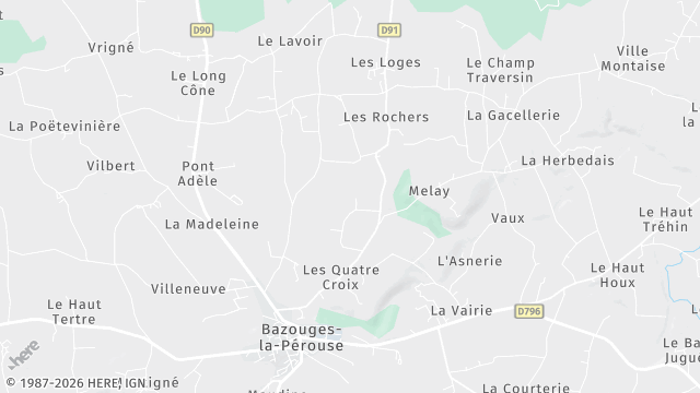 Carte de la zone d'intervention à Bazouges-la-Pérouse