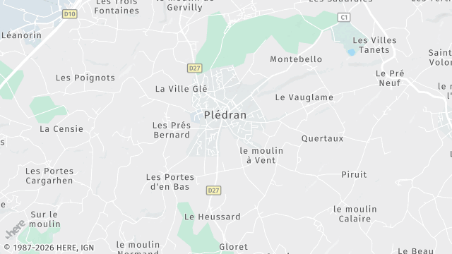 Carte de la zone d'intervention à Plédran