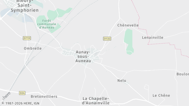 Carte de la zone d'intervention à Aunay-sous-Auneau