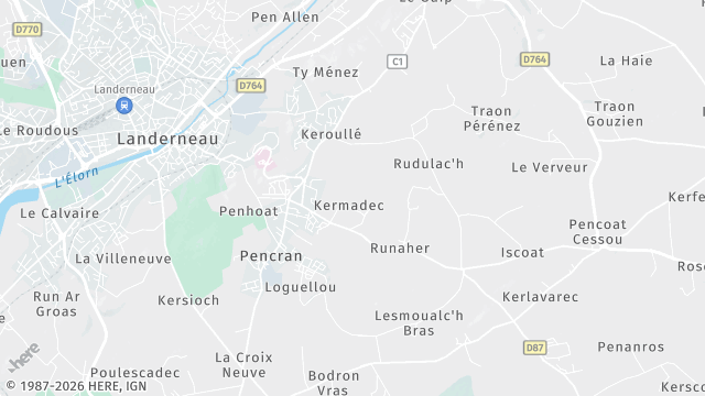 Carte de la zone d'intervention à Pencran