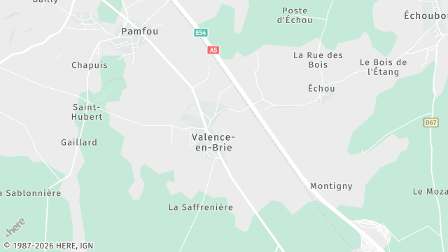 Carte de la zone d'intervention à Valence-en-Brie