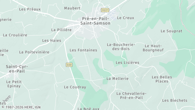 Carte de la zone d'intervention à Pré-en-Pail-Saint-Samson