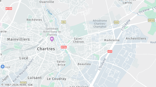 Carte de la zone d'intervention à Chartres