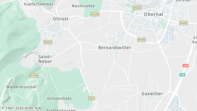 Carte de la zone d'intervention à Bernardswiller