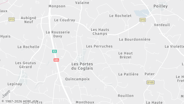 Carte de la zone d'intervention à Les Portes du Coglais