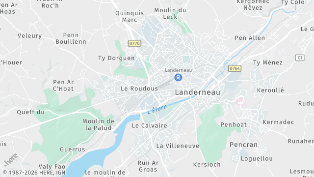 Carte de la zone d'intervention à Landerneau