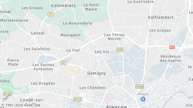 Carte de la zone d'intervention à Damigny