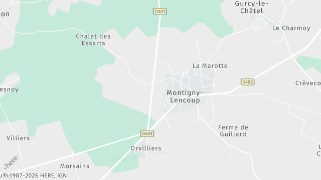 Carte de la zone d'intervention à Montigny-Lencoup