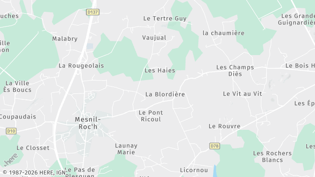 Carte de la zone d'intervention à Mesnil-Roc'h