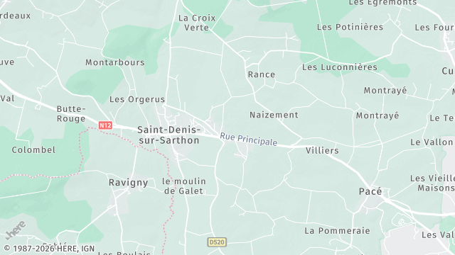 Carte de la zone d'intervention à Saint-Denis-sur-Sarthon