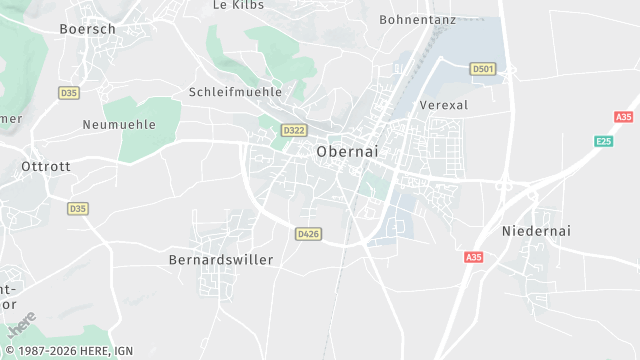 Carte de la zone d'intervention à Obernai