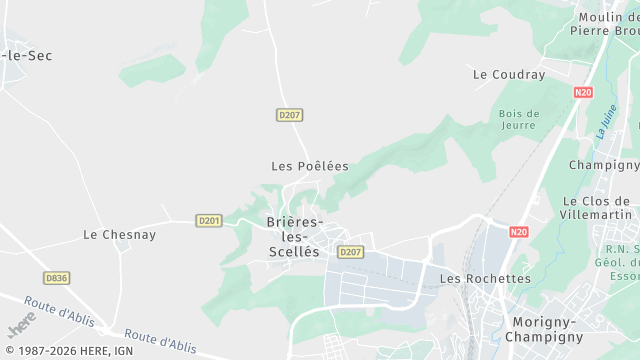 Carte de la zone d'intervention à Brières-les-Scellés