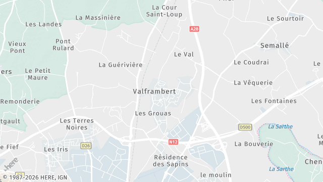 Carte de la zone d'intervention à Valframbert
