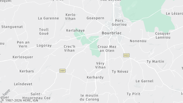 Carte de la zone d'intervention à Bourbriac