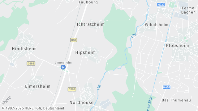Carte de la zone d'intervention à Hipsheim