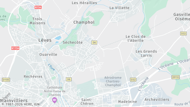 Carte de la zone d'intervention à Champhol