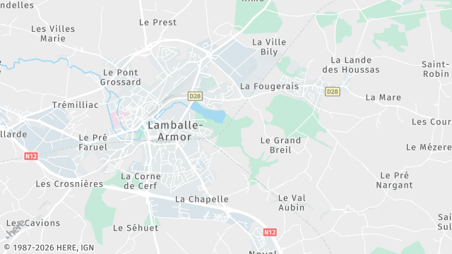 Carte de la zone d'intervention à Lamballe-Armor