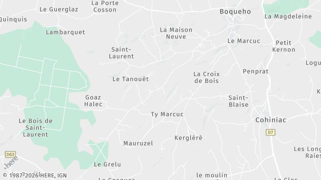Carte de la zone d'intervention à Boqueho