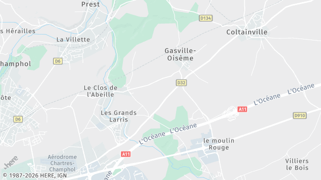 Carte de la zone d'intervention à Gasville-Oisème