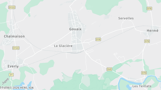 Carte de la zone d'intervention à Gouaix