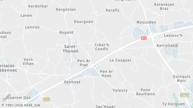 Carte de la zone d'intervention à Saint-Thonan