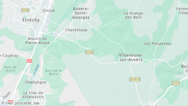 Carte de la zone d'intervention à Auvers-Saint-Georges