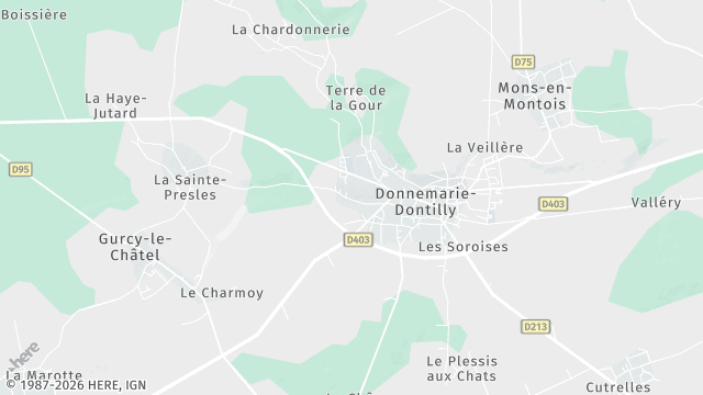 Carte de la zone d'intervention à Donnemarie-Dontilly