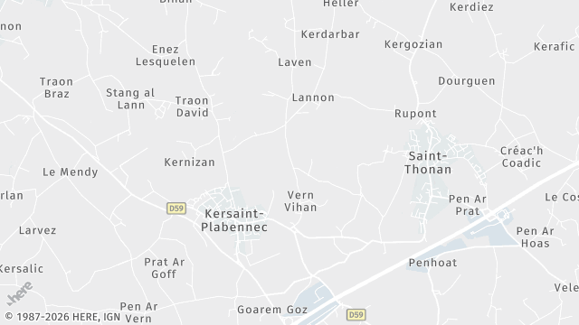 Carte de la zone d'intervention à Kersaint-Plabennec