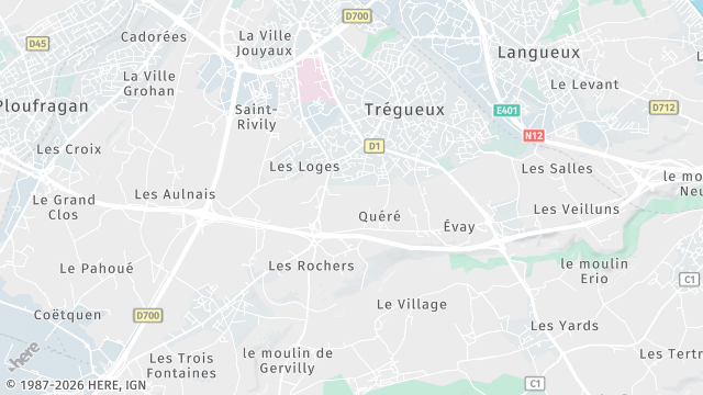 Carte de la zone d'intervention à Trégueux