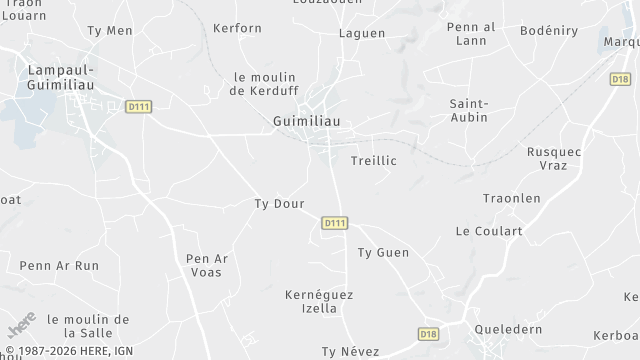 Carte de la zone d'intervention à Guimiliau
