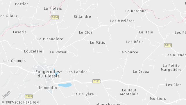 Carte de la zone d'intervention à Fougerolles-du-Plessis