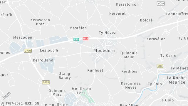 Carte de la zone d'intervention à Plouédern