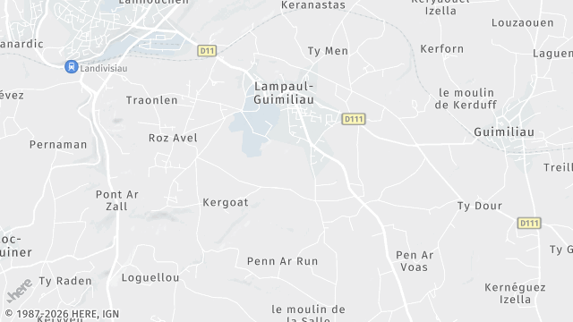 Carte de la zone d'intervention à Lampaul-Guimiliau