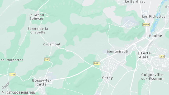 Carte de la zone d'intervention à Cerny