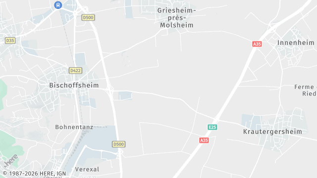 Carte de la zone d'intervention à Bischoffsheim