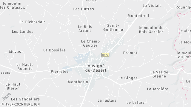 Carte de la zone d'intervention à Louvigné-du-Désert