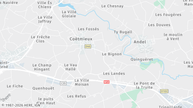 Carte de la zone d'intervention à Coëtmieux