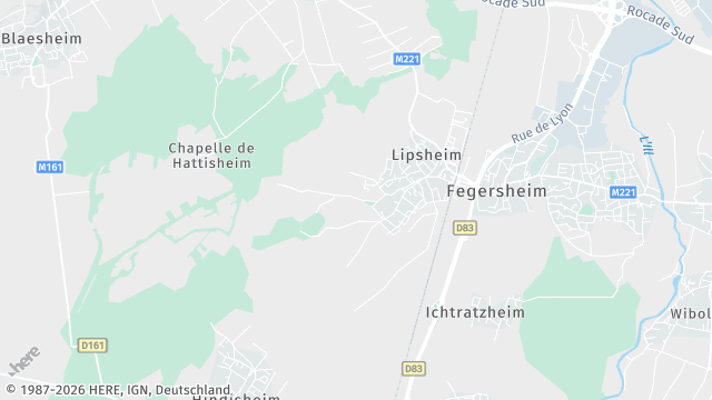 Carte de la zone d'intervention à Lipsheim