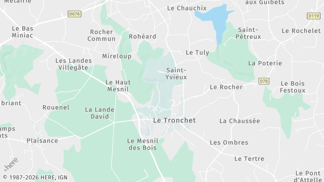 Carte de la zone d'intervention à Le Tronchet