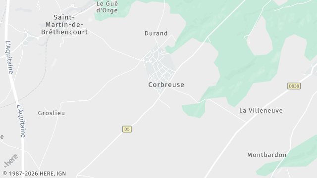 Carte de la zone d'intervention à Corbreuse