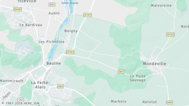 Carte de la zone d'intervention à Baulne