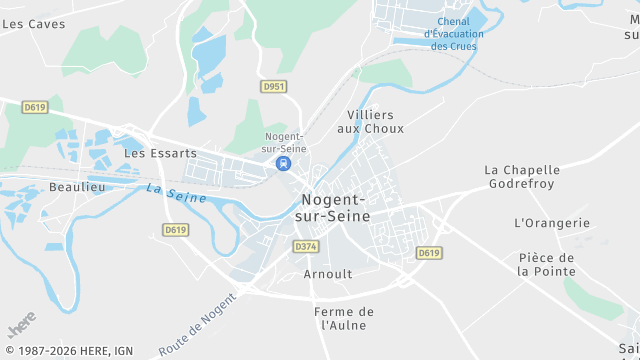 Carte de la zone d'intervention à Nogent-sur-Seine