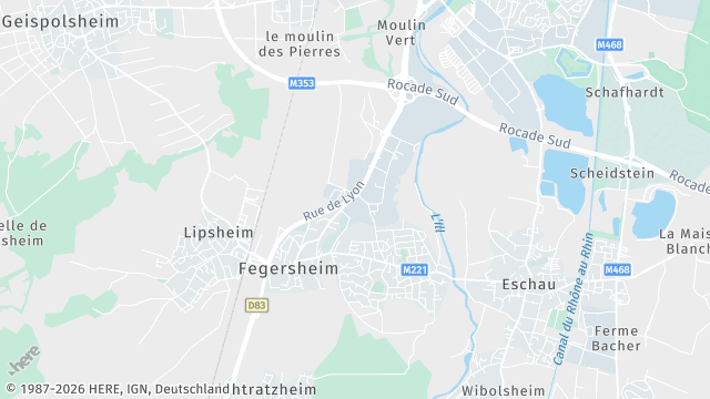 Carte de la zone d'intervention à Fegersheim