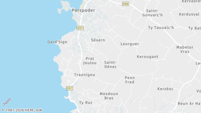 Carte de la zone d'intervention à Porspoder